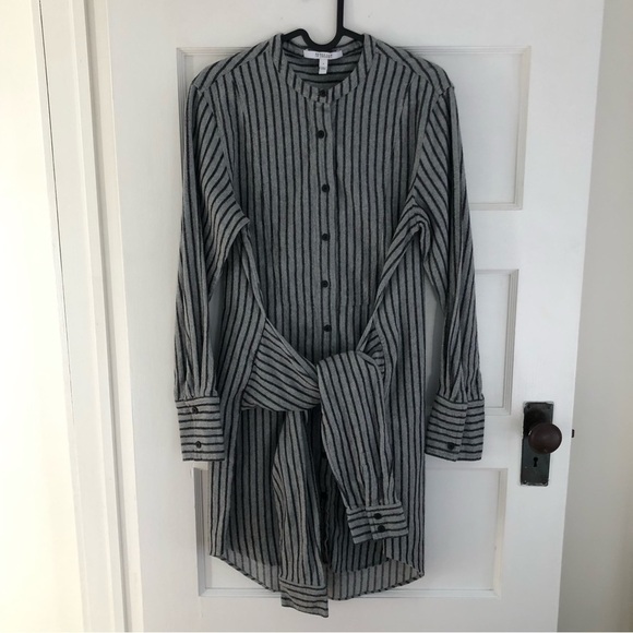 Derek Lam 10 Crosby Front Tie Striped Flannel Dress - Picture 2 of 10
